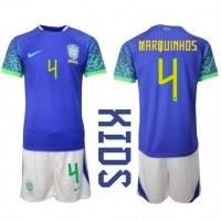 Dres Brazil Marquinhos #4 Gostujuci za djecu SP 2022 Kratak Rukav (+ kratke hlače)